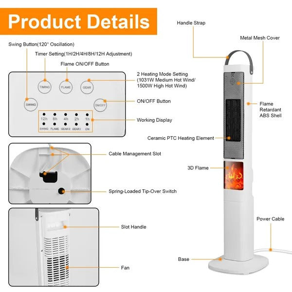 1500W Oscillating Ceramic Heater