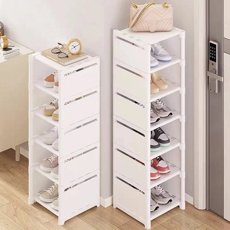 Shoe Rack Storage Organizer 5-7Laye Shoe Cabinets Shoes Storage Rack Space Saving Sneakers Organizer for Wall Corner Shoes Shelf